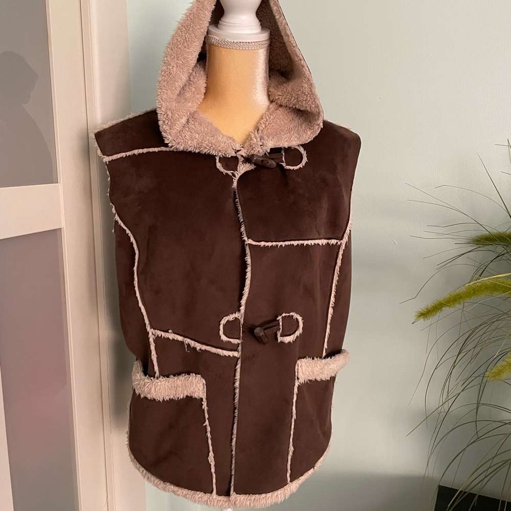 Mifresia Faux Sheepskin Hoodie Vest XL